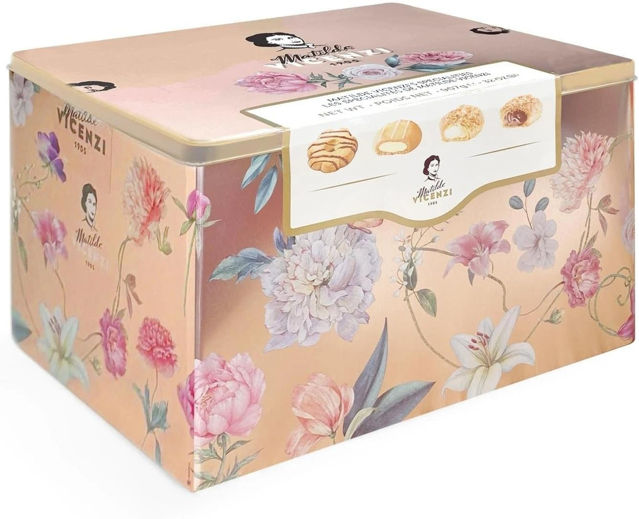 61i0K7BHv8L._AC_SL1400___47044.1760088282.jpg Matilde Italian Biscuit Verona Assortment Tin, 907g, Creme Pastries Biscuits Gift Tin Set - Image 1