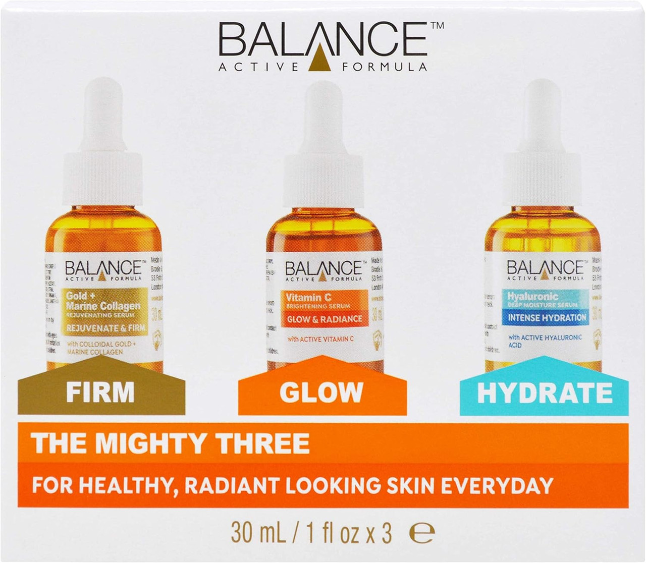 81fbfbUoBvL._AC_SL1500___08675.1758803726.jpg Balance Active Formula The Mighty Three (3 X 30ml) - Breakthrough Active Ingredients Visible Results. Three Targeted Serums That You Can Layer Together Or Use Individually. - Image 1