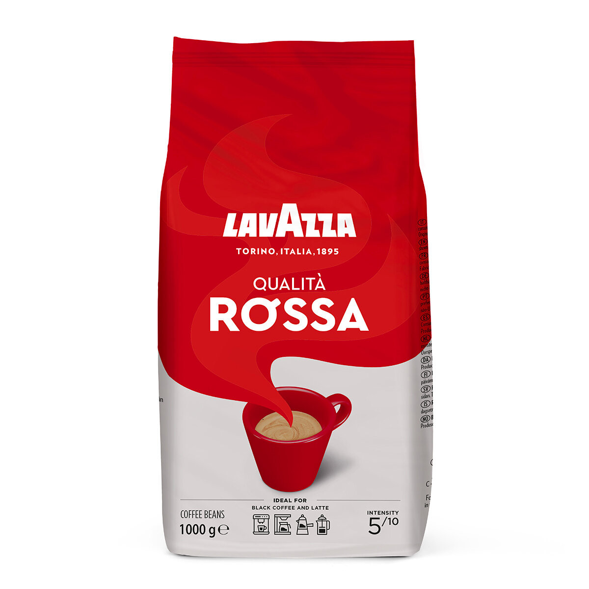 AZERA__98886.1692826361.jpg Lavazza, Qualità Rossa, Coffee Beans, with Aromatic Notes of Chocolate and Dried Fruit, Arabica and Robusta, Intensity 5/10, Medium Roasting, 1 Kg - Image 1